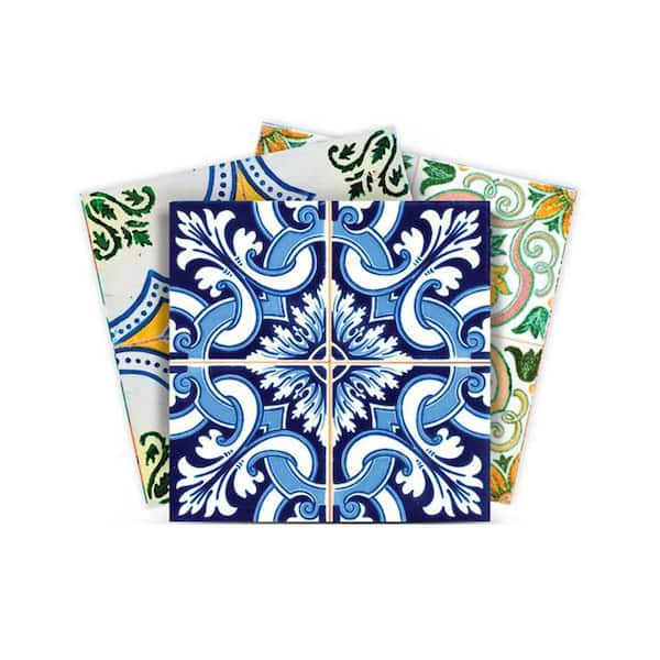 MI ALMA White and Blue H72 8 in. x 8 in. Vinyl Peel and Stick Tile (24-Tiles, 10.67 sq. ft. / Pack)