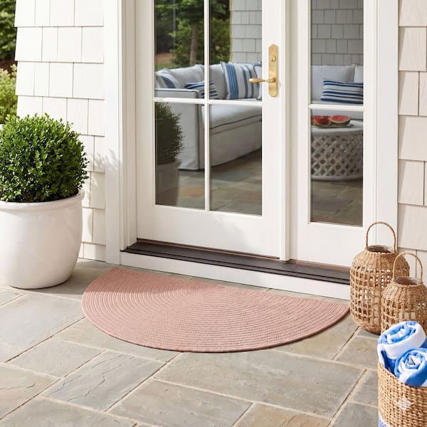 Braided 2 ft. x 4 ft. Specialty Peach Concentric Woven Washable Area Rug