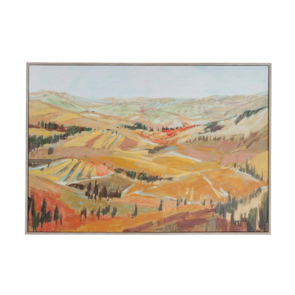 Multicolor Landscape Canvas Print with Wooden Frame, 39.38 x 27.5 inches