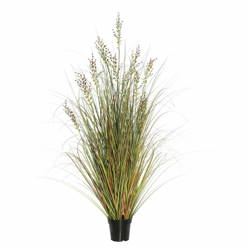 Vickerman 60 in. PVC Artificial Potted Green and Brown Grass and ...