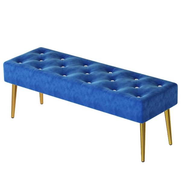 mieres Modern Velvet Tufted Crystal Button Accent Bench/Bedroom End of Bed Ottoman with Metal Leg For Living Room, Entryway