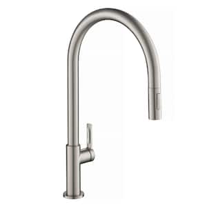 Oletto High-Arc Single-Handle Pull-Down Sprayer Kitchen Faucet in Spot Free Stainless Steel