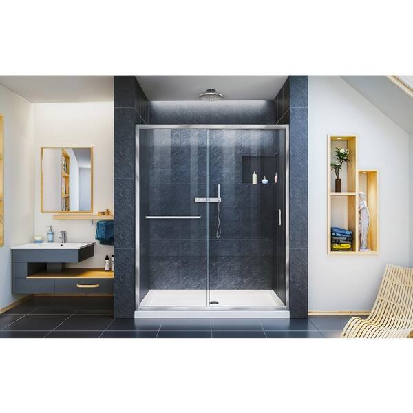 FEKEWIO Shower Doors Double Sliding Frameless 56-60