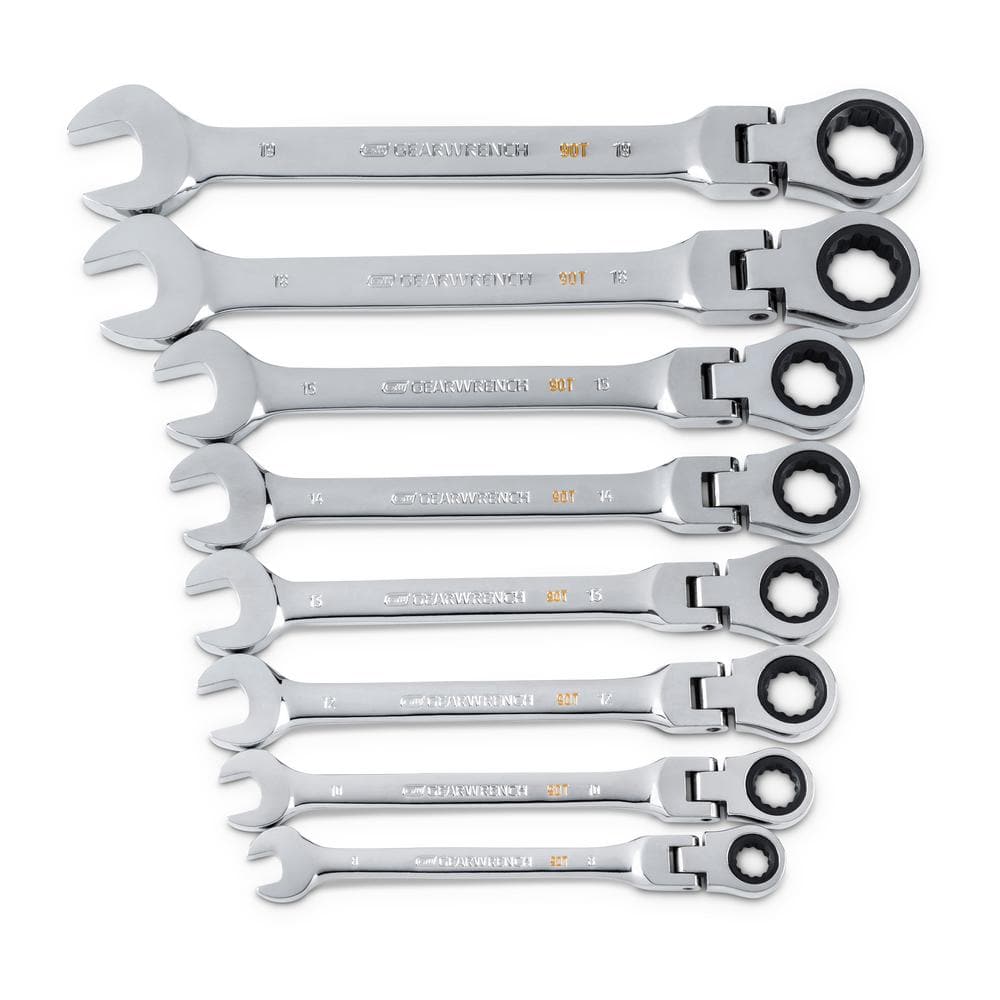 GEARWRENCH Standard and Flex Head SAE Combination Ratcheting Wrench Set (16- Piece) 86694674COMBO - The Home Depot