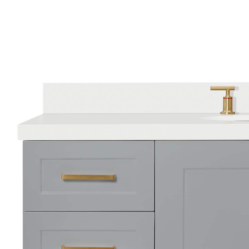 Taylor 55" Gray Painted Freestanding Single Sink Vanity with Brass Hardware