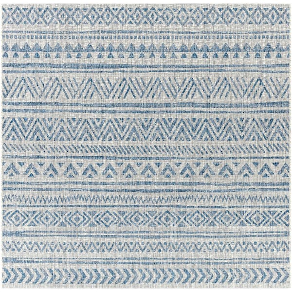 Livabliss Eartha Blue 7 ft. 10 in. Square Indoor/Outdoor Area Rug