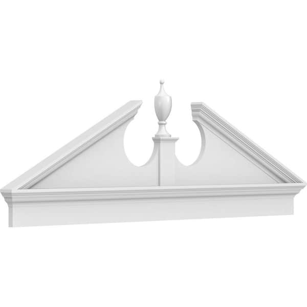 Ekena Millwork 70-in. W x 24-3/8-in. H x 2-3/4-in. P Pitch 6/12 Acorn Signature Urethane Combination Pediment Acorn Ships Unattached in