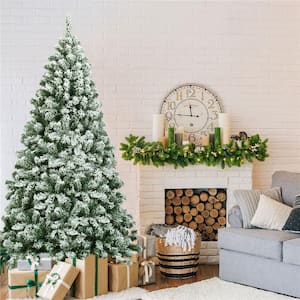 6 ft. Unlit Snow Flocked Hinged Pine Artificial Christmas Tree with 928 Branch Tips