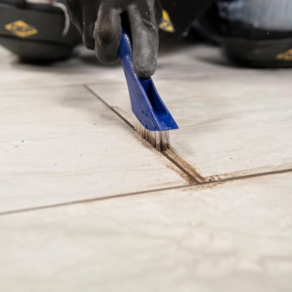 Floor Grout Brush with Side Scraper, Floor Scrub Brush Stiff Bristle Long  Handle Cleaner Brush for Bathroom Kitchen Floor Tile Grout Gap and Corner