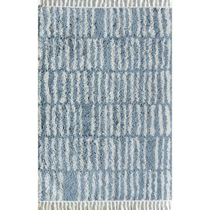 Shallow Waters Geometric Modern Blue 5 ft. x 7 ft. Area Rug