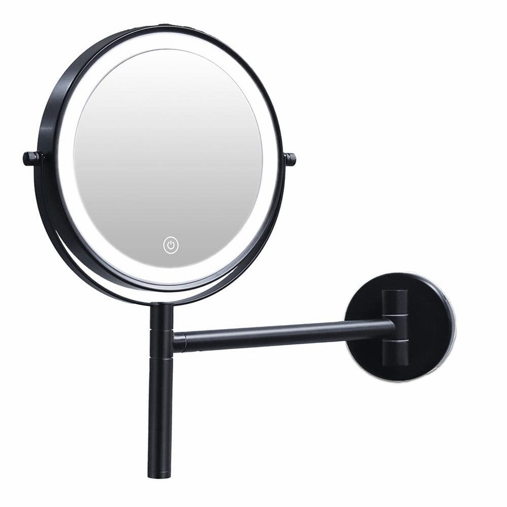 3-Colors LED Lighted Double Sided 1x/10x HD Magnifying Wall Bathroom Makeup  Mirror in Black TOUTD845 - The Home Depot