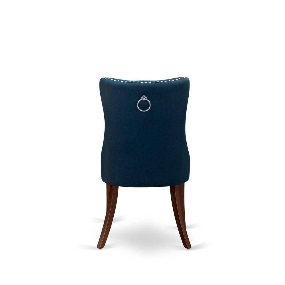 Mahogany 5-Piece Dining Set with Navy Blue Faux Leather Chairs