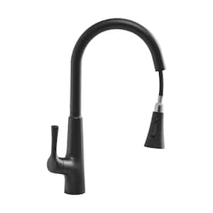 Single-Handle Pull-Down Sprayer Kitchen Faucet with 3-Setting Modes in Matte black