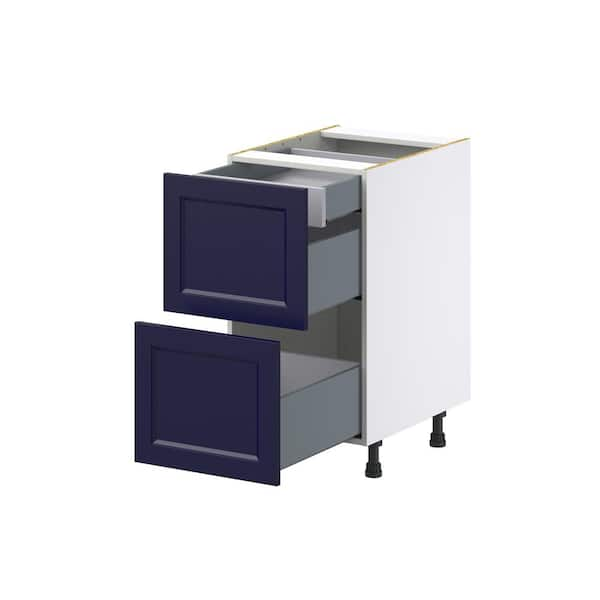 J Collection Devon 33 in. W x 24 in. D x 34.5 in. H Painted Blue Shaker Assembled Sink Base Kitchen Cabinet