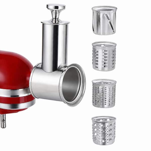 Stainless Steel Slicer Shredder Attachment for KitchenAid Mixers with 4 Cutting Blades, Dishwasher Safe