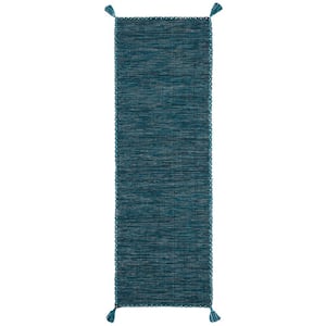 Montauk Blue/Black 2 ft. x 5 ft. Solid Color Striped Runner Rug