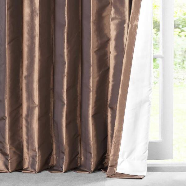 Exclusive Fabrics Furnishings Copper, Copper Brown Faux Silk Taffeta Curtain Panel