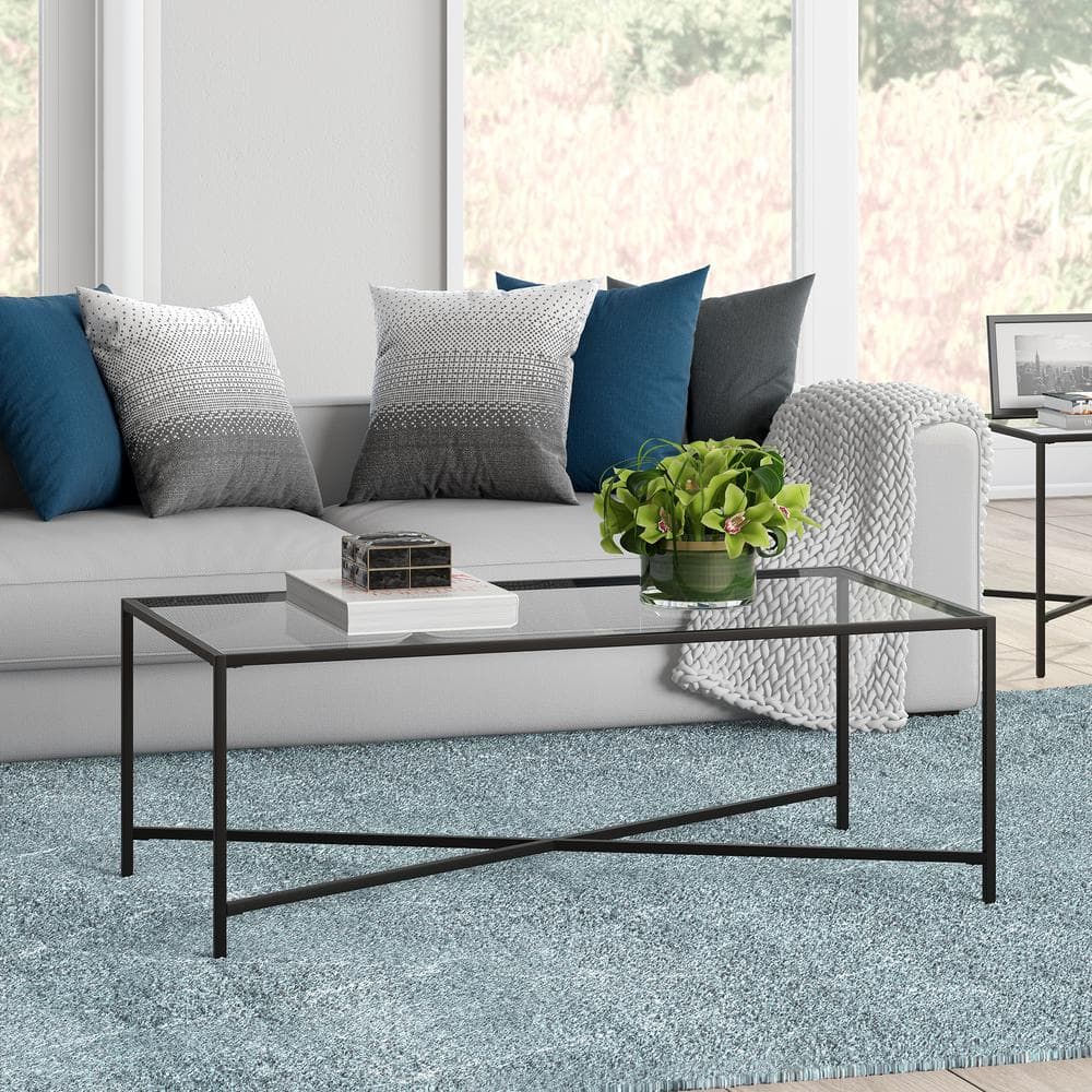 Henley 48'' Blackened Bronze Rectangular Glass Coffee Table