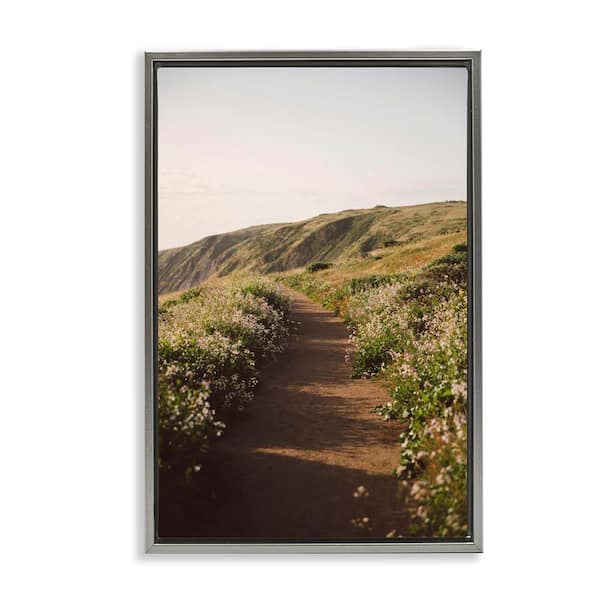 Stupell Industries Path by Beach Coast by Crystal Lynn Collins Gray Floater Frame Nature Graphic Art Print 25 in. x 17 in.