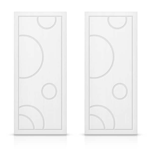 CALHOME 60 in. x 80 in. Hollow Core White Painted Composite MDF Interior Double Closet Sliding Doors