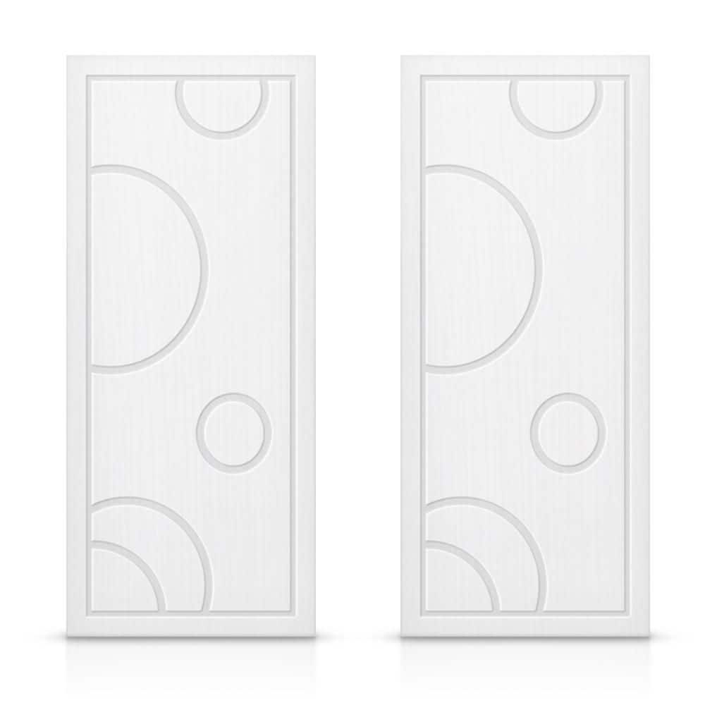 CALHOME 72 in. x 80 in. Hollow Core White Stained Composite MDF Interior Double Closet Sliding Doors