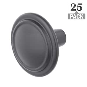 Top Ring 1-1/4 in. Matte Black Classic Round Cabinet Knob (25-Pack)