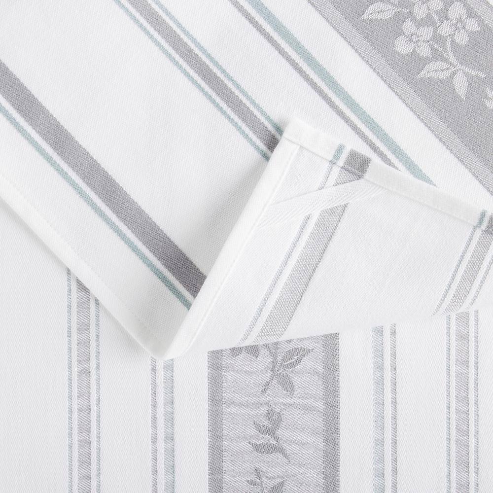Gray and White Cotton Jacquard Stripe Kitchen Towel Set, 3-Pack