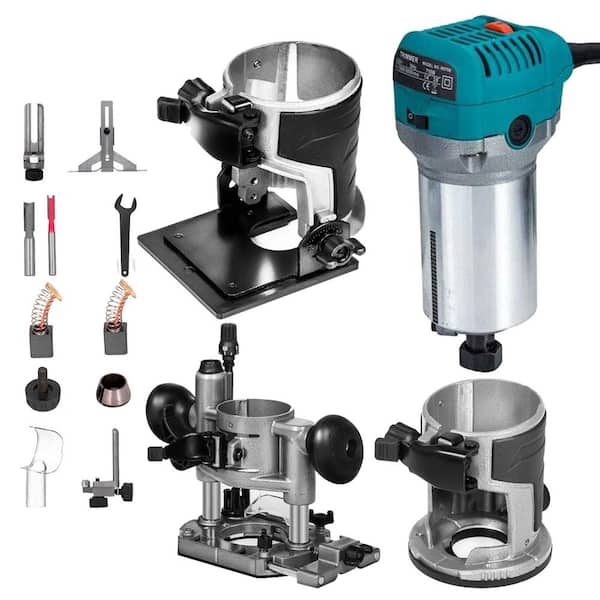 Compact Router 1. 25HP With Fixed Base, Tilt Base and Plunge Base, Variable Speed Wood Router Kit Max Torque 30,000RPM