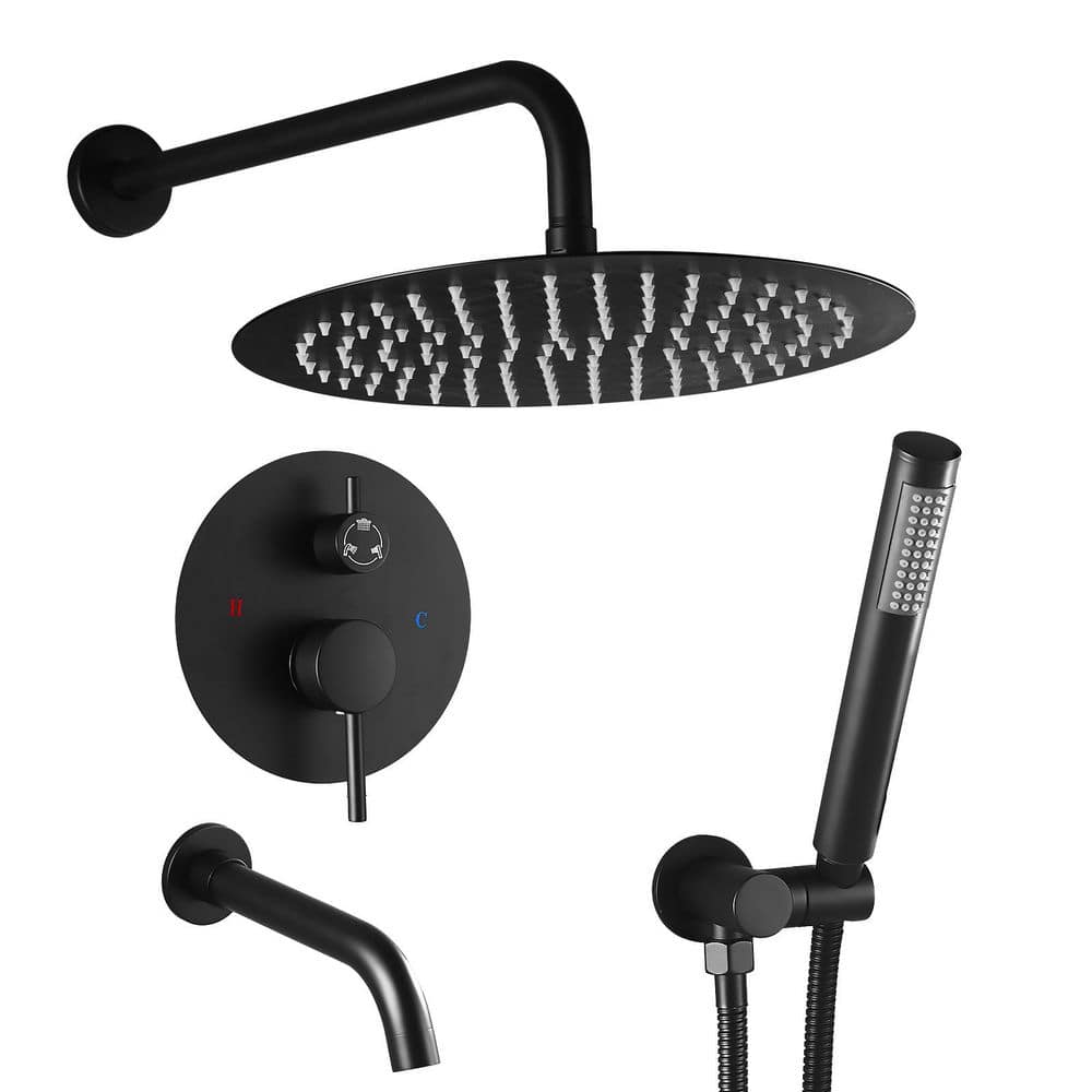 Single-Handle 3-Spray Tub and Shower Faucet with 12 in. Rain Shower Heads 2