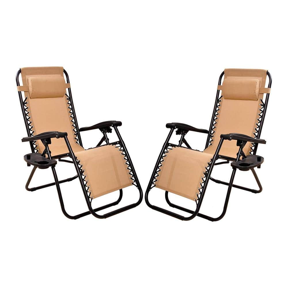 Outdoor Lounge Chair in Beige Set of 2