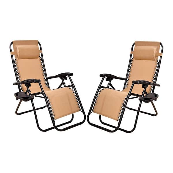 Unbranded Outdoor Lounge Chair in Beige Set of 2
