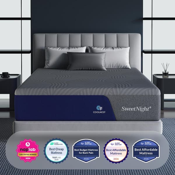 Sweetnight Coolnest King Medium Memory Foam 14 in. Mattress Bed-in