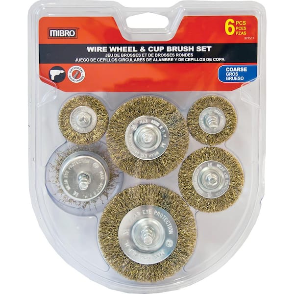 General Purpose Coarse Wire Wheel and Cup Brush Set (6-Piece)