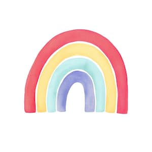 Small Red Watercolor Rainbow Peel and Stick Vinyl Wall Sticker