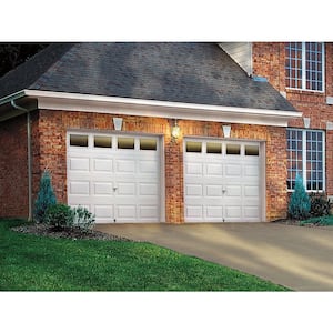 Classic Steel Short Panel 8 ft x 7 ft Insulated 18.4 R-Value  White Garage Door with Windows