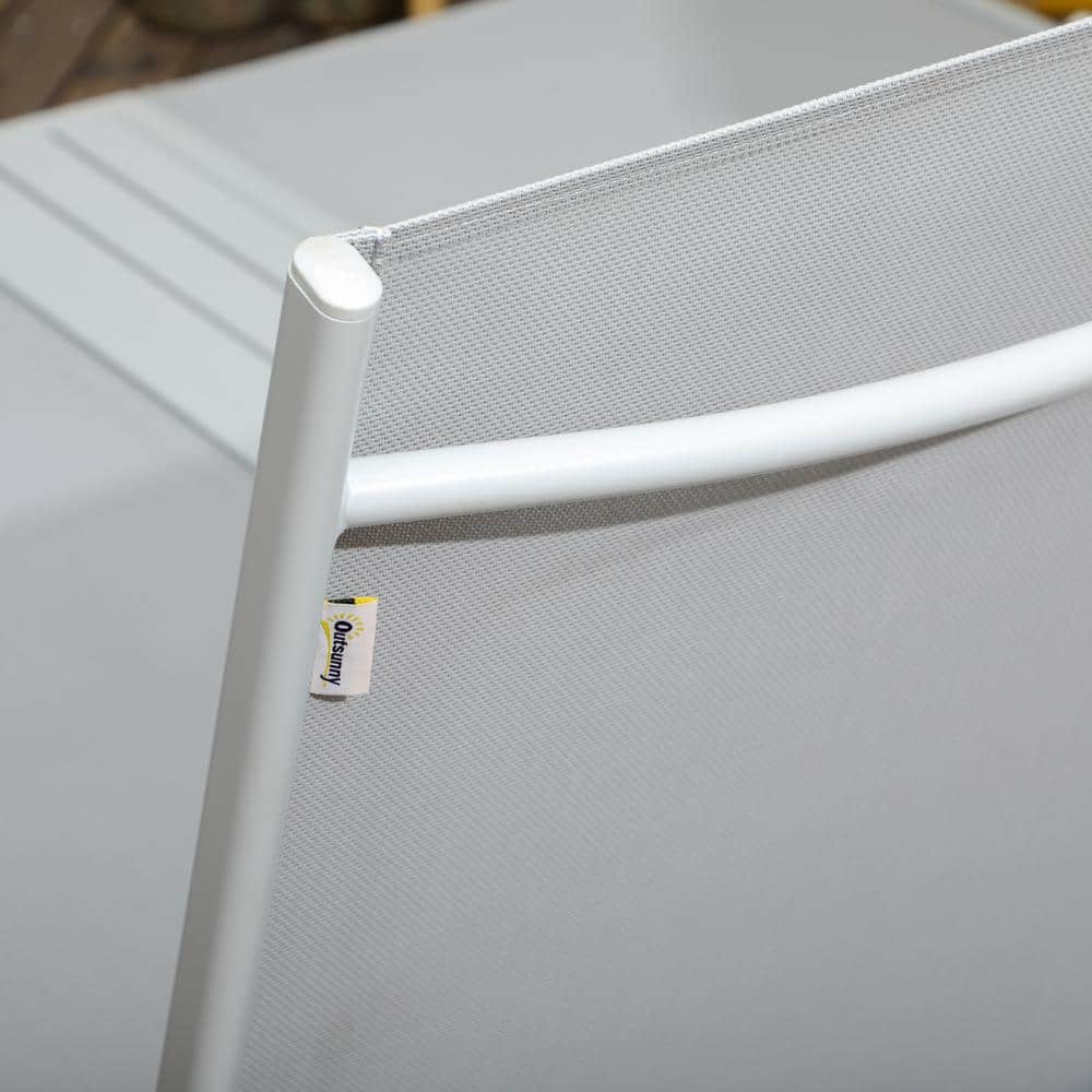 Light Gray Mesh and Metal Conjoined Chaise Lounge Set