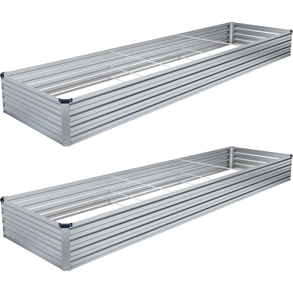 Galvanized Raised Garden Bed Kit 144 in. L x 48 in. W x 12 in. H Safe Design Silver Metal Planter for Vegetables 2 Pack price history on PriceWatchPro