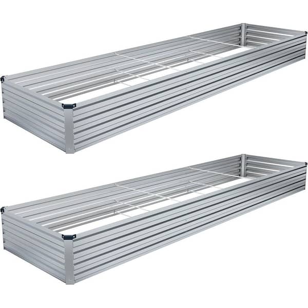 Oyezvary Galvanized Raised Garden Bed Kit 144 in. L x 48 in. W x 12 in. H Safe Design Silver Metal Planter for Vegetables 2 Pack