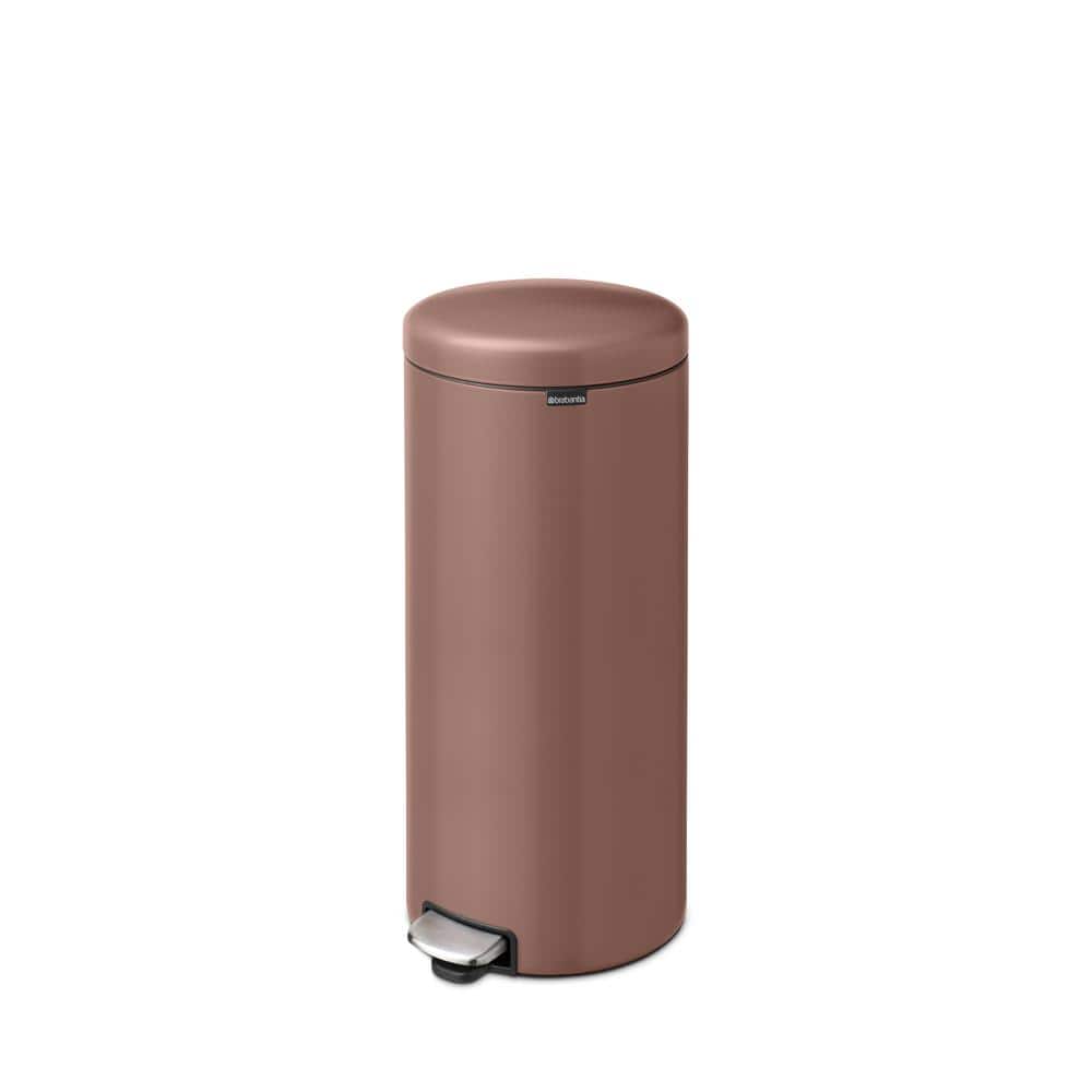 Satin Taupe 8-Gallon Fingerprint Resistant Step-On Trash Can