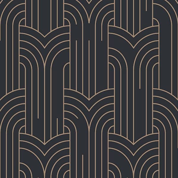 Arch Deco Black and Silver Wallpaper Sample
