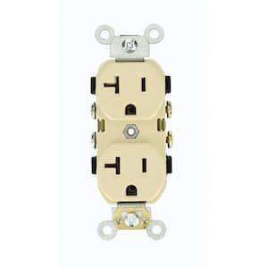 20 Amp 125-Volt Narrow Body Duplex Outlet Straight Blade Commercial Grade Self Grounding, Ivory