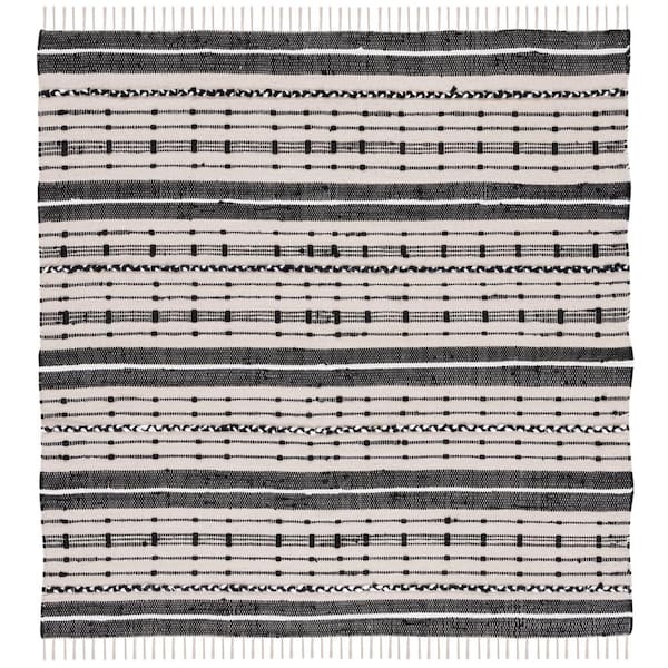 SAFAVIEH Striped Kilim Beige Black 6 ft. x 6 ft. Striped Square Area Rug