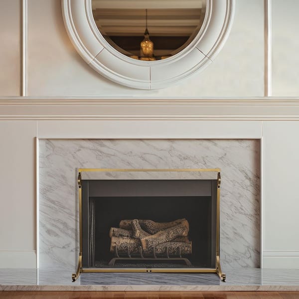 ENNA Medium Single Panel Matte Gold Fireplace Screen S2517MG - The