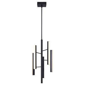 YAVIN 5-Light Black Contemporary Chandelier with Integrated LED for Dining Rooms and Living Rooms