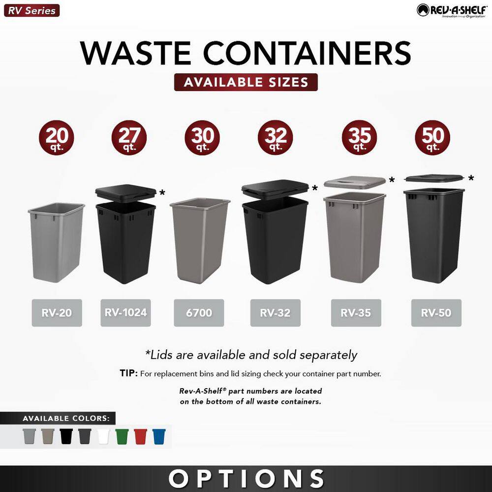 White Plastic 35 Quart Pull-Out Trash Bin