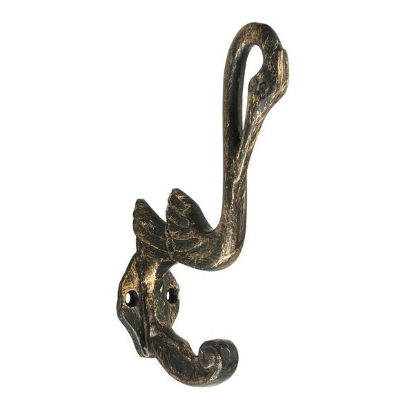 Mascot Hardware Swan 5 in. Antique Brass Hat and Coat Hook