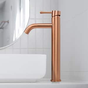 4 in. Centerset Single Hole Single-Handle Bathroom Faucet in Copper