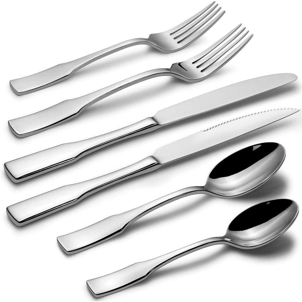 All Silverware Whatseaso 48-Piece Silverware Set Stainless Steel Flatware Set with ...