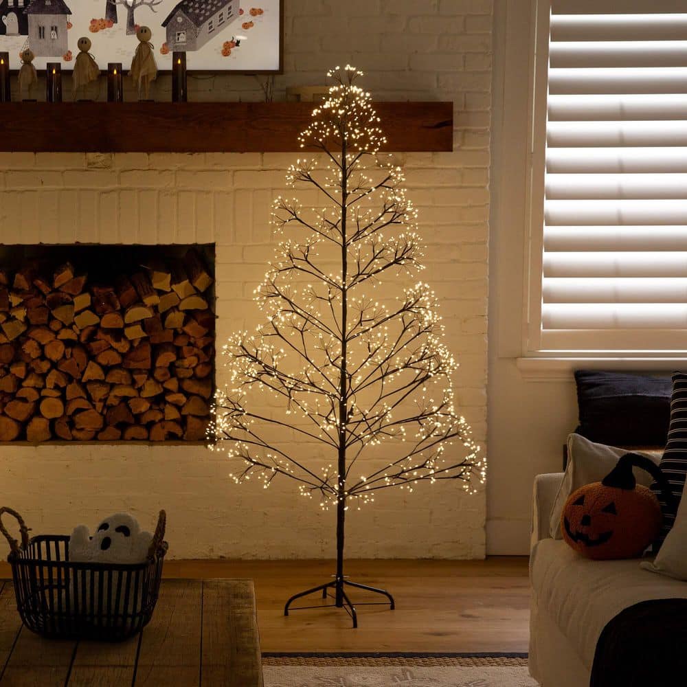 6ft. Pre-Lit Artificial Halloween Black Starburst Twig Tree with 1680-Fairy Warm White LED Lights price history on PriceWatchPro