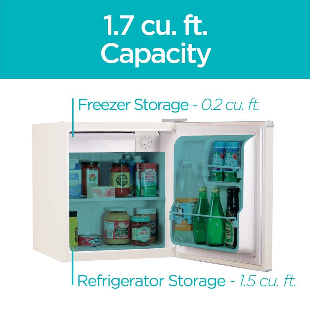 Compact White Energy Star Mini Fridge with Freezer, 1.7 Cu. Ft.
